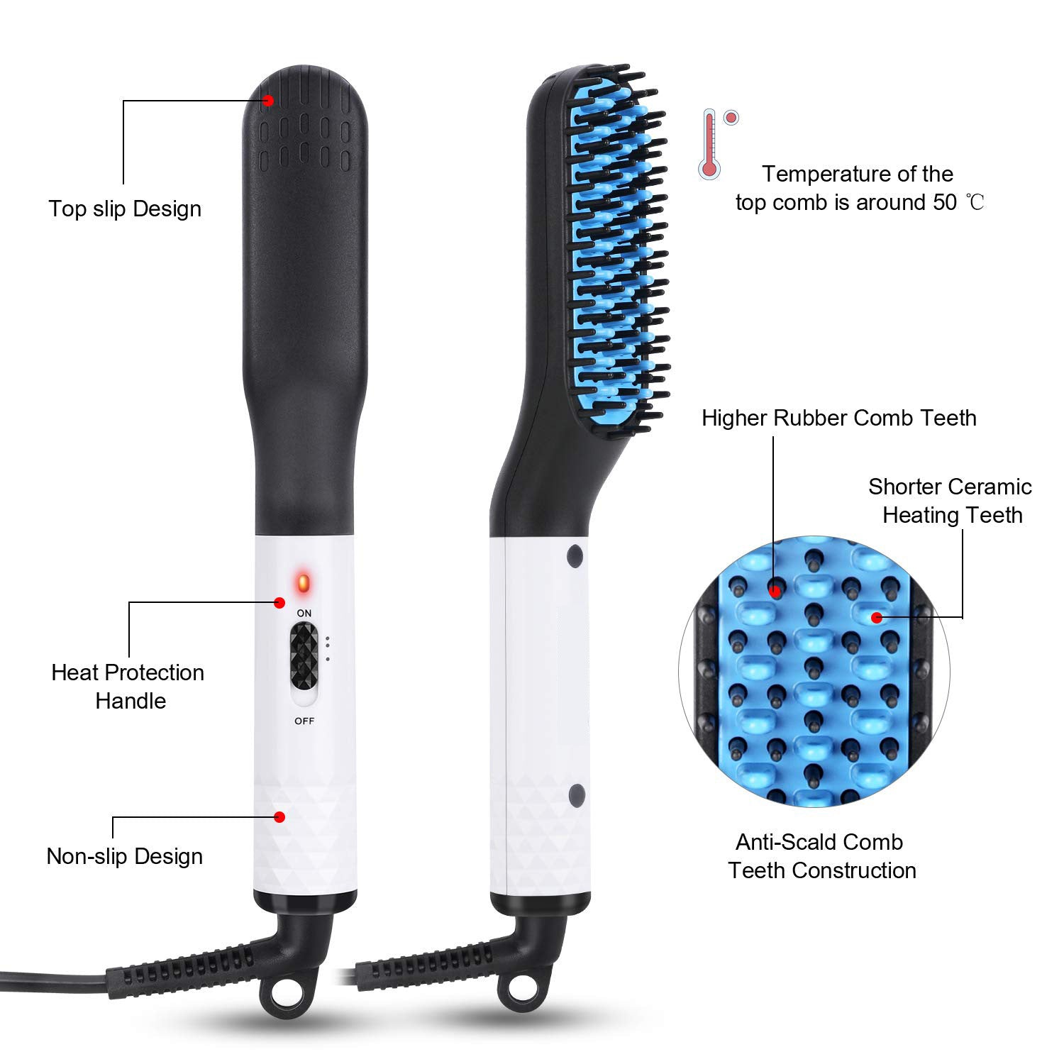 Multifunctional Beard and Hair Straightener Brush